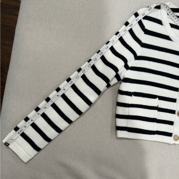 NWT JESSICA SIMPSON Black & White Stripe Long Sleeve Cardigan Size Xs - Picture 10 of 11